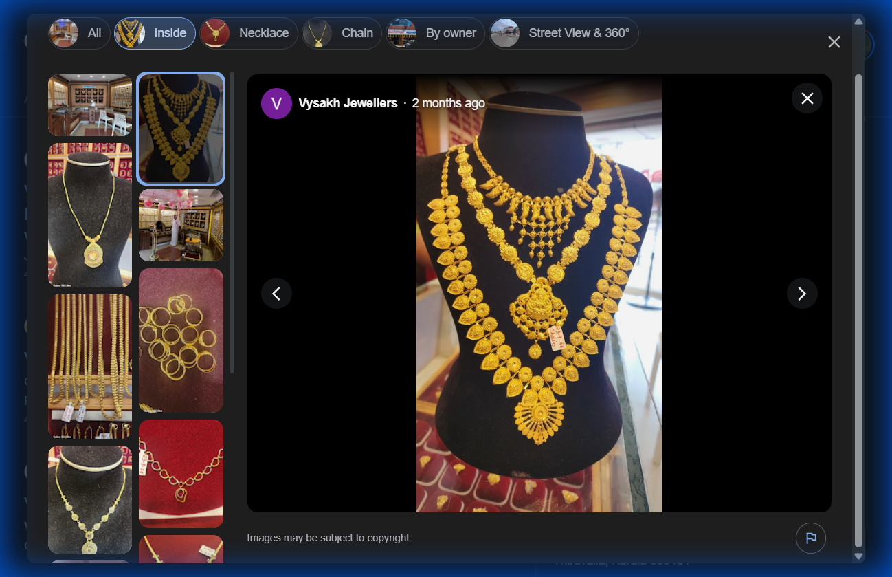 Gold Necklace Collection Display